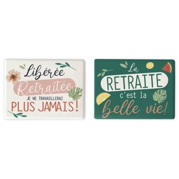 Magnet retraite rose ou vert | jourdefete.com