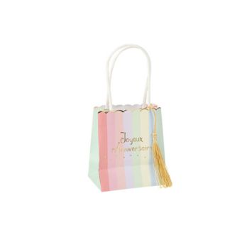4 Sacs Cadeaux à Pompon - Collection Mahault Pastel et Or