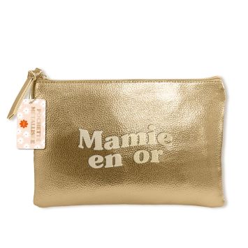 Pochette métallisée dorée "Mamie en Or" pour une mamie précieuse | jourdefete.com