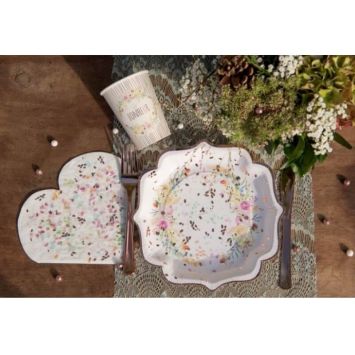 10 Gobelets en carton - Mariage Fleuri