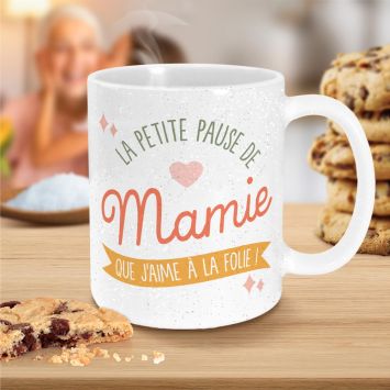 Mug à paillettes "La petite pause de Mamie" - Collection Mamie Chérie