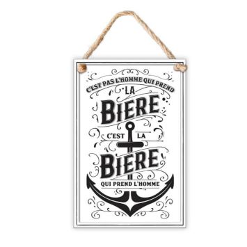 plaque en métal la bière qui prend l'homme