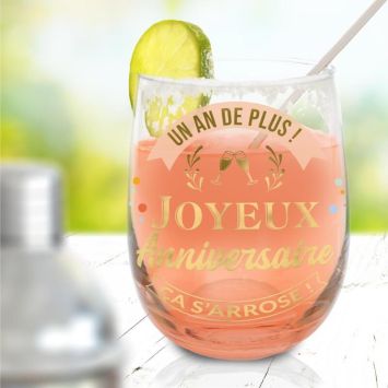 Verre rond pour anniversaire - Joyeux Anniversaire