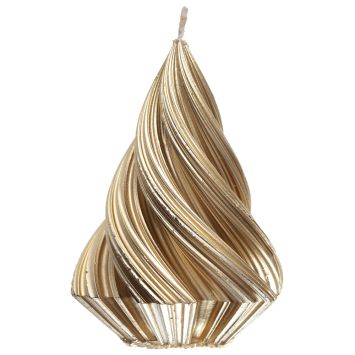 Bougie en forme de sapin de Noël doré - 12 cm