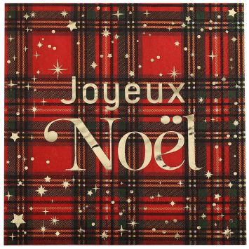 10 serviettes "Joyeux Noël" en papier - Noël - 33 x 33 cm - Collection Tartan de Noël