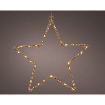 Étoile dorée de Noël à LED à suspendre - 38 cm