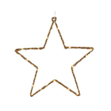 Étoile dorée de Noël à LED à suspendre - 38 cm