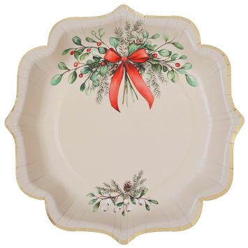 10 assiettes en carton - Noël - 21 x 21 cm - Collection Jolis Rubans