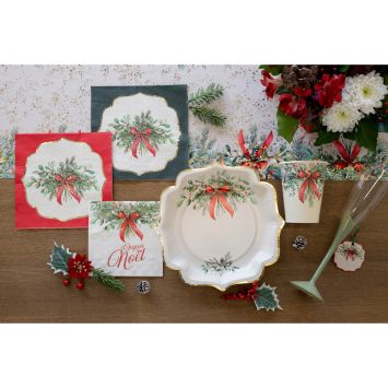 10 serviettes en papier - Noël - 33 x 33 cm - Collection Jolis Rubans