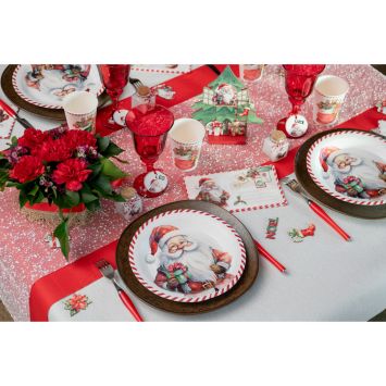 10 assiettes en carton - Noël - Diamètre 22,5 cm - Collection Père Noël