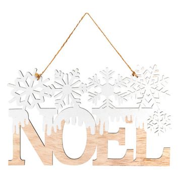 Mot "Noël" avec motifs de flocons à suspendre - 30 cm