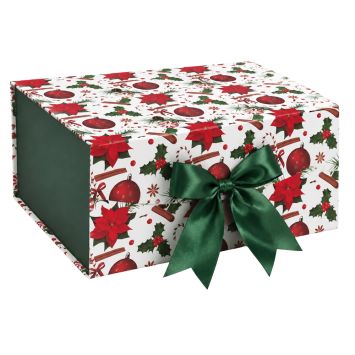 Boîte cadeau de Noël en carton - Fleur de Noël - Taille M