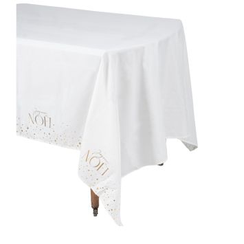 Nappe "Joyeux Noël" en polyester - Noël - 1,40 x 2,40 m - Collection Noël au Chalet