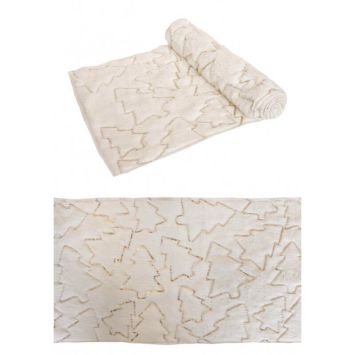 chemin de table soft dream blanc et sapins dores | jourdefete.com
