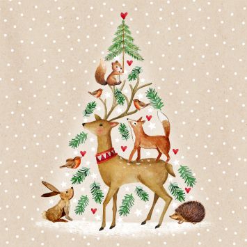 20 serviettes en papier - Noël - 33 x 33 cm - Atelier "Arbre Animalier"