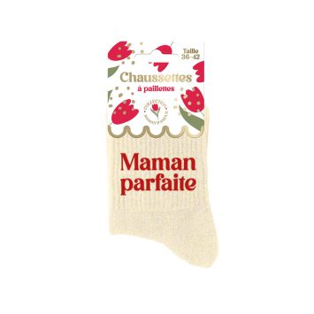 Paire de chaussettes à paillettes pour femme "Maman Parfaite" | jourdefete.com