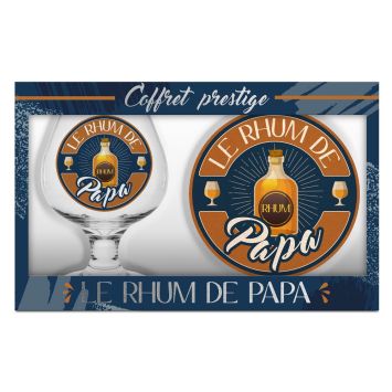 Coffret prestige "Le Rhum de Papa" avec verre et sous-verre élégants | jourdefete.com