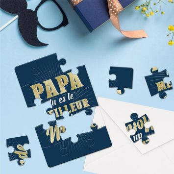 Carte Puzzle à message avec enveloppe - Collection Papa Parfait
