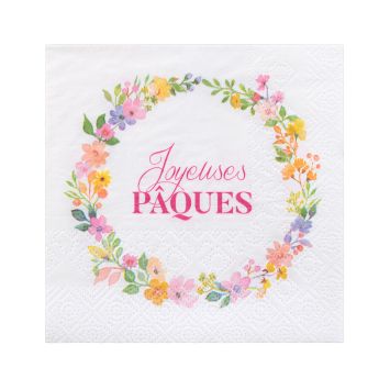 12 serviettes cocktail en papier - 25 x 25 cm - Pâques - Collection Printemps
