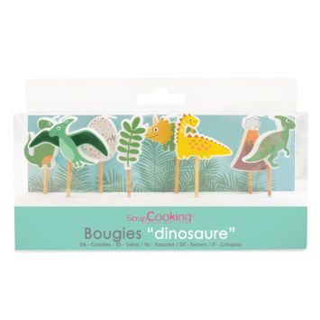 Bougies dinosaure pour décoration de gâteau sur le thème préhistorique | jourdefete.com