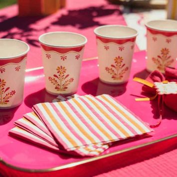 20 serviettes cocktail en papier - 24 x 24 cm - Collection Pink Lemonade