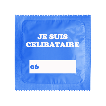 Préservatif Humoristique "Je Suis Célibataire" Bleu