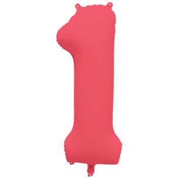 Ballon fluo en aluminium en forme de chiffre - Rouge Fluo - 86 x 70 cm - Chiffre au choix