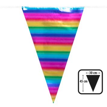 Guirlande de fanions géants en aluminium - 10 m - Couleur Arc-en-ciel