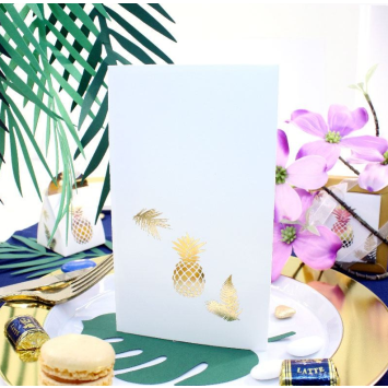 Lot de 10 Menus Ananas Or