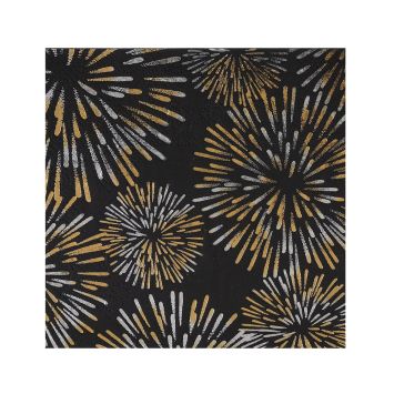 Lot de 10 petites serviettes en papier cocktail noir or et argent motif feu d artifice pour table du nouvel an | jourdefete.com