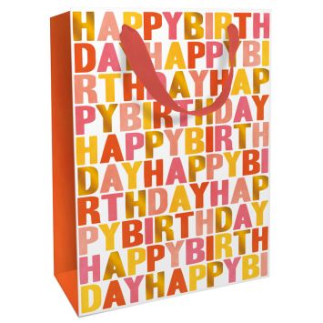 Sac cadeau en papier - Birthday Tangerine - Taille L
