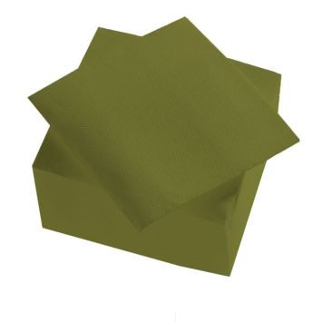 Un sachet de 50 serviettes Cocktail de couleur vert olive pour toutes les occasions | jourdefete.com