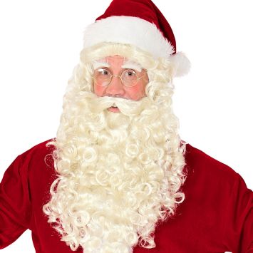 Perruque avec barbe, moustache et sourcils de Saint-Nicolas pour costume de Noël | jourdefete.com
