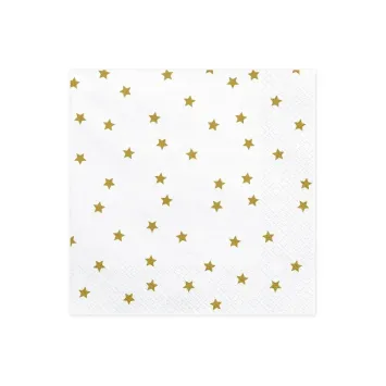 20 serviettes en papier - 33 x 33 cm - Étoiles dorées
