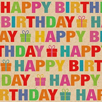20 serviettes en papier - 33 x 33 cm - By Nature "Happy Birthday Colour"