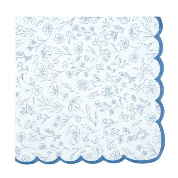 16 serviettes en papier - 33 x 33 cm - Collection Fleur Bleue