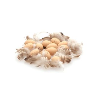 Sachet d'œufs naturels avec plumes pour Pâques - 17 x 14 cm | jourdefete.com