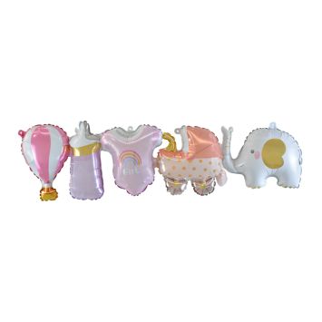 Guirlande de 5 ballons en aluminium - 76 cm - Baby Shower - Modèle au choix