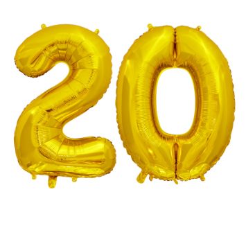 Ballon en aluminium en forme de nombre pour anniversaire - Or - 86 cm - Âge au choix