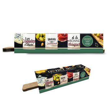 Coffret Apéro Style Bistrot avec planche en bambou et ramequins en verre | jourdefete.com