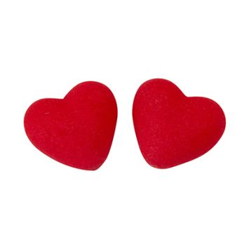 4 cœurs bombés en velours - 3,6 x 3,8 x 1,8 cm - Saint-Valentin