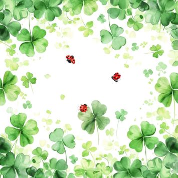 Serviettes en papier décorées de trèfles verts et de coccinelles porte-bonheur | jourdefete.com