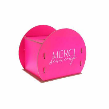 Urne ronde "Merci beaucoup" en bois - 30 x 24,5 x 21 cm