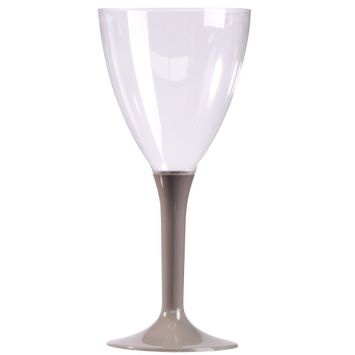 10 Verres à Vin Plastique Pied Gris