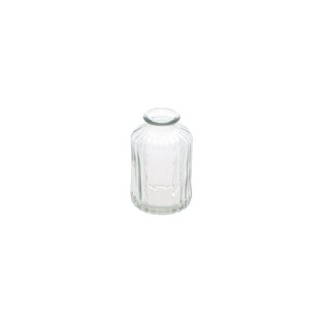 Vase en verre transparent avec rainures