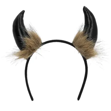 Serre-tête Viking avec cornes noires et fourrure | jourdefete.com