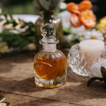 Mignonnette en verre avec cabochon - 50 ml - Collection Vintage Doré
