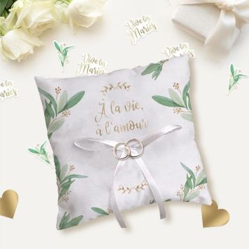 Coussin d'alliances - 18 x 5 x 18 cm - Collection Vive les Mariés