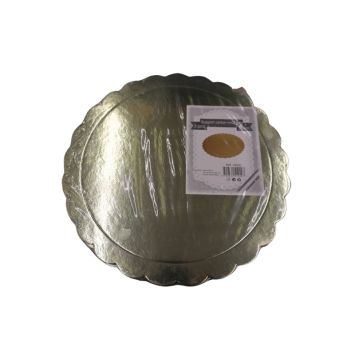 3 supports à gâteaux dorés ronds en carton - Diamètre 36 cm