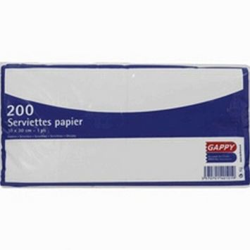 200 serviettes blanches en papier - 30 x 30 cm